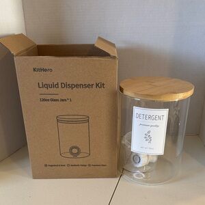 Laundry Detergent Dispenser Kit with Bamboo Lid